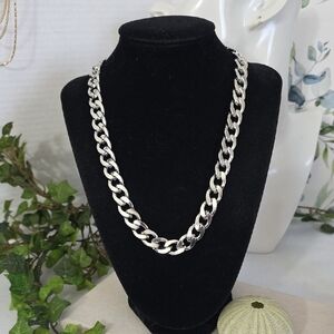 Silver Chunky Cuban Link Chain Necklace